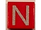 Tile 1 x 1 with Silver Capital Letter N Pattern