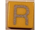 Tile 1 x 1 with Silver Capital Letter R Pattern