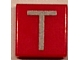 Tile 1 x 1 with Silver Capital Letter T Pattern