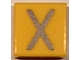 Tile 1 x 1 with Silver Capital Letter X Pattern