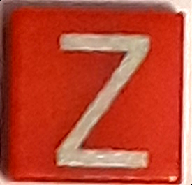 Tile 1 x 1 with Silver Capital Letter Z Pattern