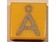 Tile 1 x 1 with Silver Capital Letter A with Ring (Å) Pattern