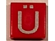 Tile 1 x 1 with Silver Capital Letter U with Diaeresis (Ü) Pattern