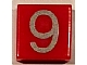 Tile 1 x 1 with Silver Number 9 Pattern