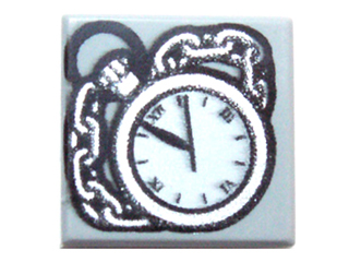 Tile 1 x 1 with Pocket Watch and Chain Pattern