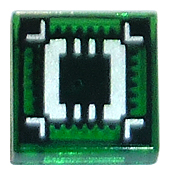 Tile 1 x 1 with Black Square and Lines on Silver Square Pattern (Ultra Chip)