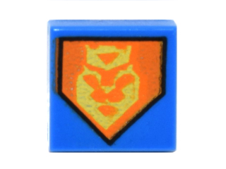 Tile 1 x 1 with Yellow King Symbol on Orange Pentagonal Shield Pattern