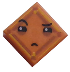 Tile 1 x 1 with Face with Narrowed Eyes, One Eyebrow Raised and Small Frown (Kryptomite) Pattern