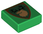 Tile 1 x 1 with Shield Triangular with Forestmen Elk / Deer Head Pattern