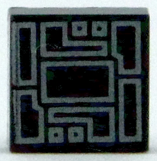 Tile 1 x 1 with Silver Circuitry Pattern