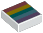 Tile 1 x 1 with Coral, Yellow, Dark Turquoise, Medium Azure, and Medium Lavender Rainbow Stripes Pattern