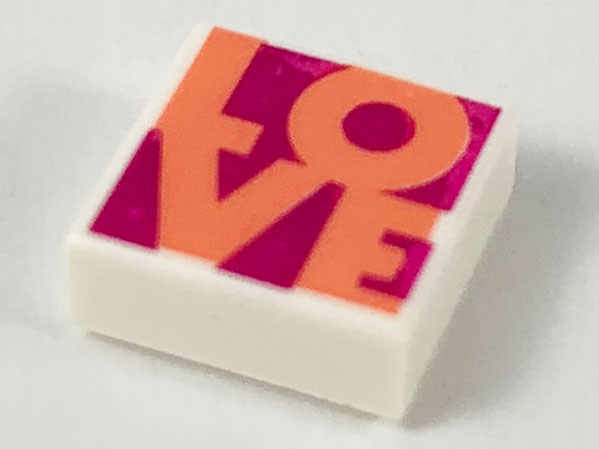 Tile 1 x 1 with Coral 'LOVE' on Magenta Background Pattern