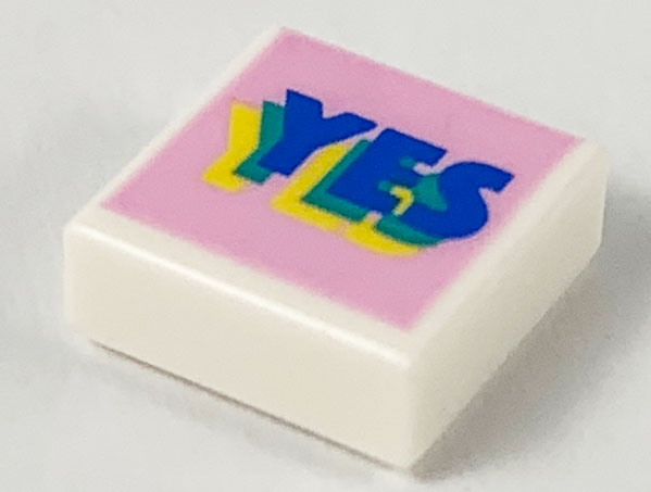 Tile 1 x 1 with Blue, Green, and Yellow Layered 'YES' on Bright Pink Background Pattern