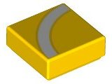 Tile 1 x 1 with White Quarter Arc with Yellow Outline Pattern