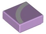 Tile 1 x 1 with White Quarter Arc with Lavender Outline Pattern
