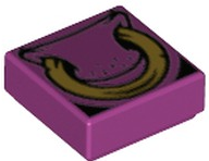 Tile 1 x 1 with Bull Nose and Gold Ring Pattern