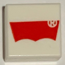 Tile 1 x 1 with Red Levi Logo Pattern