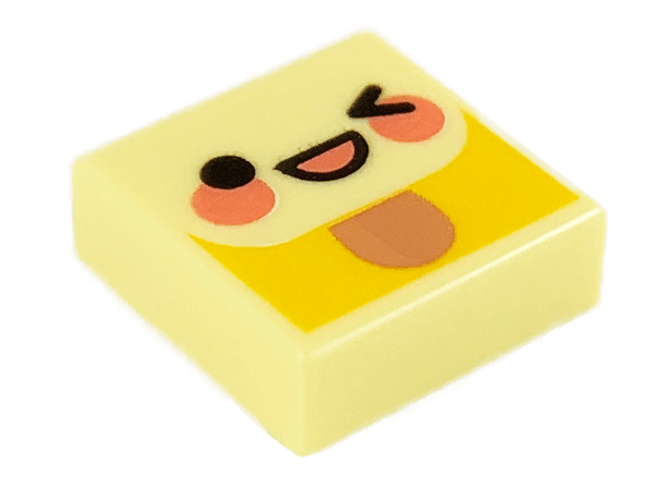 Tile 1 x 1 with Emoji Face, Left Wink, Coral Mouth and Cheeks Pattern