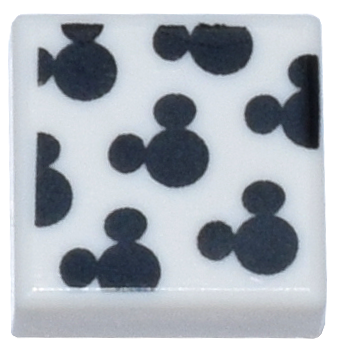 Tile 1 x 1 with Black Mickey Mouse Head Silhouettes Pattern