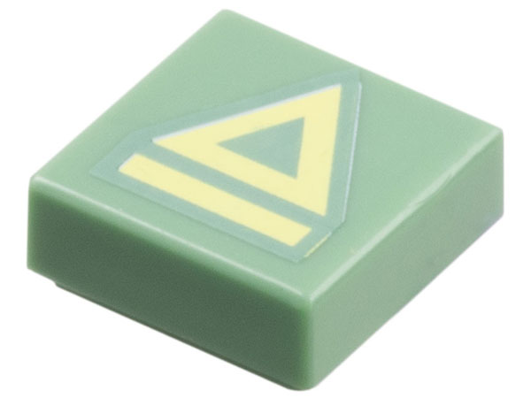 Tile 1 x 1 with Bright Light Yellow Triangle and Line Pattern