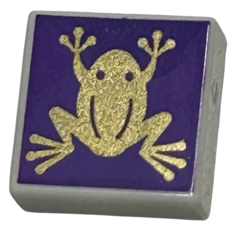 Tile 1 x 1 with Gold Frog on Dark Purple Background Pattern (HP Chocolate Frog)
