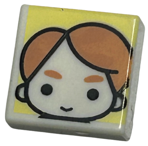 Tile 1 x 1 with Male Head with Smile, Medium Nougat Eyebrows and Hair on Bright Light Yellow Background Pattern (HP Cedric Diggory)