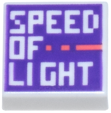 Tile 1 x 1 with Pixelated 'SPEED OF LIGHT' and Coral Broken Line on Dark Purple Background Pattern