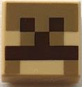 Tile 1 x 1 with Pixelated Dark Brown and Dark Tan Pattern (Minecraft Camel Nose and Mouth)