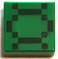Tile 1 x 1 with Pixelated Dark Green Squares and Lines Pattern (Minecraft Baby Turtle Shell)