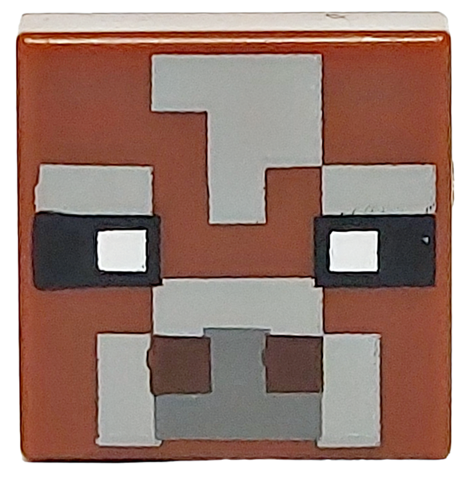 Tile 1 x 1 with Black, White and Dark Brown Squares and Pixelated Dark Bluish Gray and Light Bluish Gray Pattern (Minecraft Micromob Cow Face)
