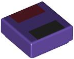 Tile 1 x 1 with Black and Dark Red Rectangles Pattern (Minecraft Endermite Face)