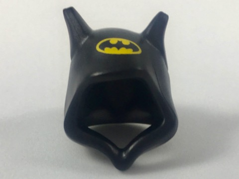Minifigure, Headgear Hood with Bat Ears with Bat on Yellow Oval Pattern