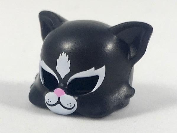 Minifigure, Headgear Mask Cat with White Muzzle and Highlights, Bright Pink Nose Pattern
