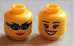 Minifigure, Head Dual Sided Female Open Smile / Swimming Goggles Pattern