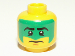 Minifigure, Head Face Paint with Green War Paint Pattern