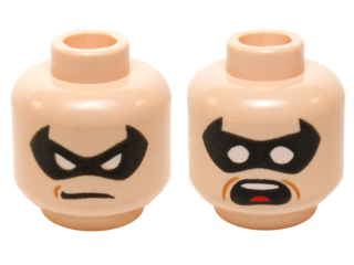 Minifigure, Head Dual Sided Black Eye Mask with Eye Holes, Determined / Scared Pattern (Robin)