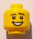 Minifigure, Head Black Eyebrows, White Pupils, Open Mouth Smile with Teeth Pattern