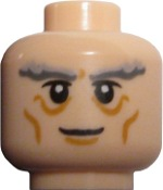 Minifigure, Head LotR Gandalf Thick Gray Eyebrows, Smile Pattern