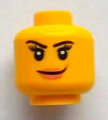 Minifigure, Head Female with Pink Lips and Black Eyebrows and Eyelashes Pattern