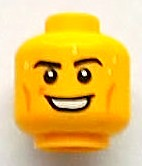 Minifigure, Head Black Eyebrows, White Pupils, Cheek Lines, Sweat Beads, Open Smile with Teeth Pattern