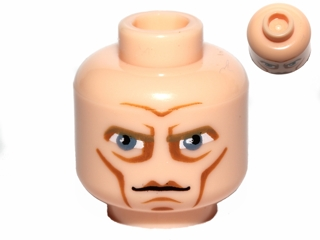 Minifigure, Head Male Large Blue Eyes, Cheek Lines and High Brow Pattern (SW Clone Wars Pre Vizsla)