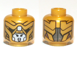 Minifigure, Head Alien Chitauri with Armor Panels, Black Eye Holes, Light Bluish Gray Mouth Cover Pattern