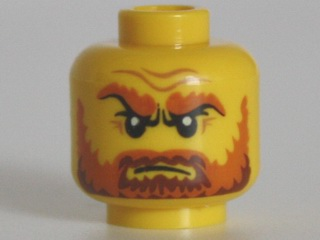 Minifigure, Head Beard Dark Orange, Bushy Eyebrows, Wrinkles Pattern (Jack McHammer)