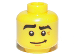 Minifigure, Head Black Eyebrows, Raised Right Eyebrow, Crooked Smile Pattern