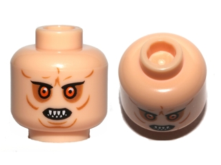 Minifigure, Head Alien with Bared Pointed Teeth, Red Eyes with Pupils and Wrinkles Pattern (SW Bib Fortuna)
