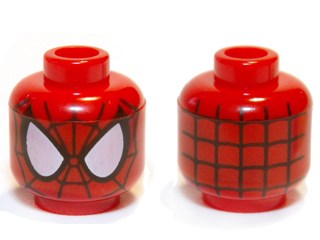 Minifigure, Head Alien with Spider-Man Black Webbing, Large White Eyes with Black Borders Pattern