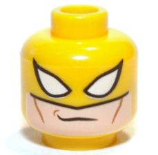 Minifigure, Head Balaclava with Large White Eye Holes over Light Nougat Face, Medium Nougat Cheek Lines and Dimple, Smirk Pattern