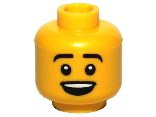 Minifigure, Head Male Black Eyebrows, Open Mouth Smile Pattern