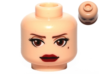 Minifigure, Head Female Reddish Brown Eyebrows, Large Eyes, and Beauty Mark, Red Lips Pattern (SW Amidala)
