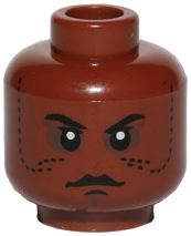 Minifigure, Head Black Eyebrows, Upper Eyelids, Dotted Lines on Cheeks, Top Lip and Chin Dimple, Dark Brown Eye Shadow, Stern Pattern